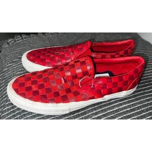 Vans Engineered Garments Classic Slip-On LX Red Checkerboard Mens 9.5 Sneakers